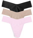 【送料無料】 ハンキーパンキー レディース パンツ アンダーウェア BreatheSoft Natural Rise Thong 3-Pack Taupe/Bl...