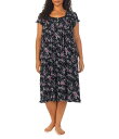【送料無料】 エイレーンウェスト レディース ナイトウェア アンダーウェア Plus Size Floral Print Modal Jersey Sweetheart Neck Ruffle Cap Sleeve Waltz Nightgown Black Ground Floral(4)