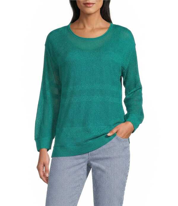 ウエストバウンド レディース トップス シャツ クルーネック リブ Westbound Crochet 3/4 Sleeve Crew Neck Ribbed Top Deepeacock Blue ブルー