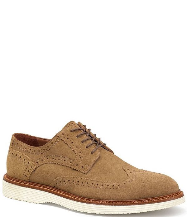 トラスク メンズ ドレスシューズ シューズ Men's Rogan Wingtip Suede Oxfords Camel