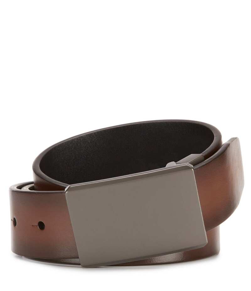 ムラノ メンズ アクセサリー ベルト レザー Murano Bronze Plaque Reversible Leather Belt Brown ブラウン