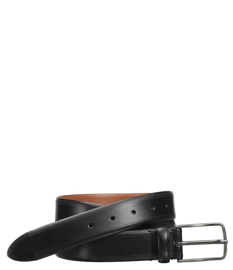 【送料無料】 ジョンストンアンドマーフィー メンズ ベルト アクセサリー Men's Edge Perforated Embossed Belt Black