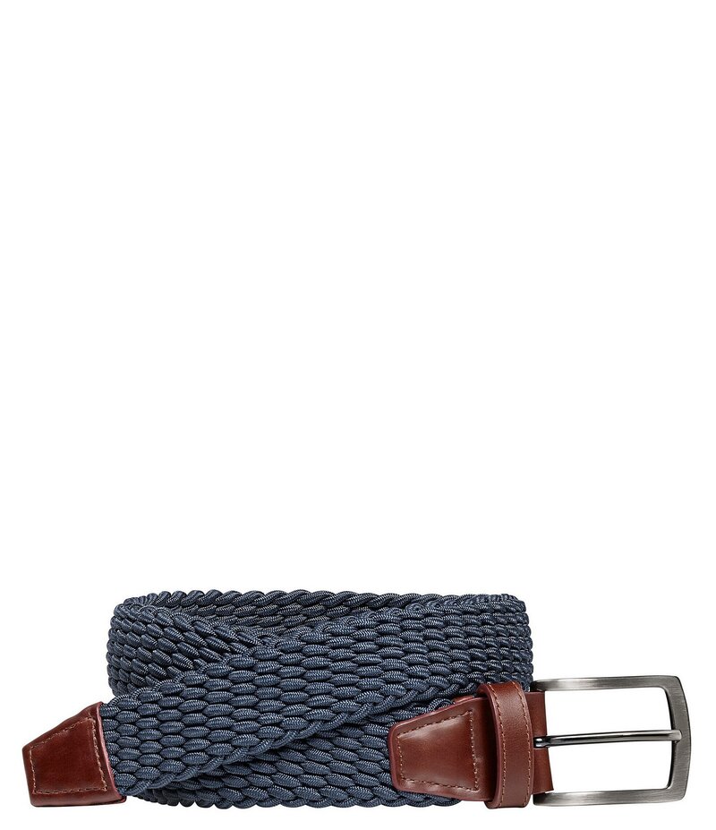 【送料無料】 ジョンストンアンドマーフィー メンズ ベルト アクセサリー Men's Stretch Knit Belt Navy