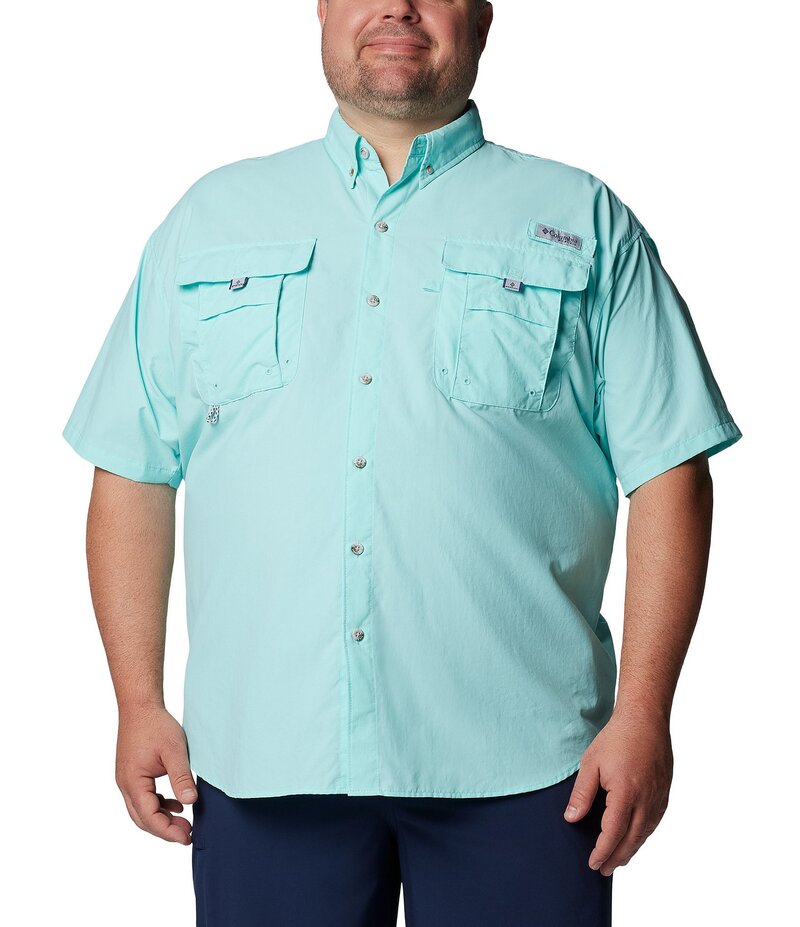 コロンビア メンズ トップス シャツ トール 半袖 Columbia PFG Big & Tall Bahama II Solid Short-Sleeve Woven Shirt Gulf