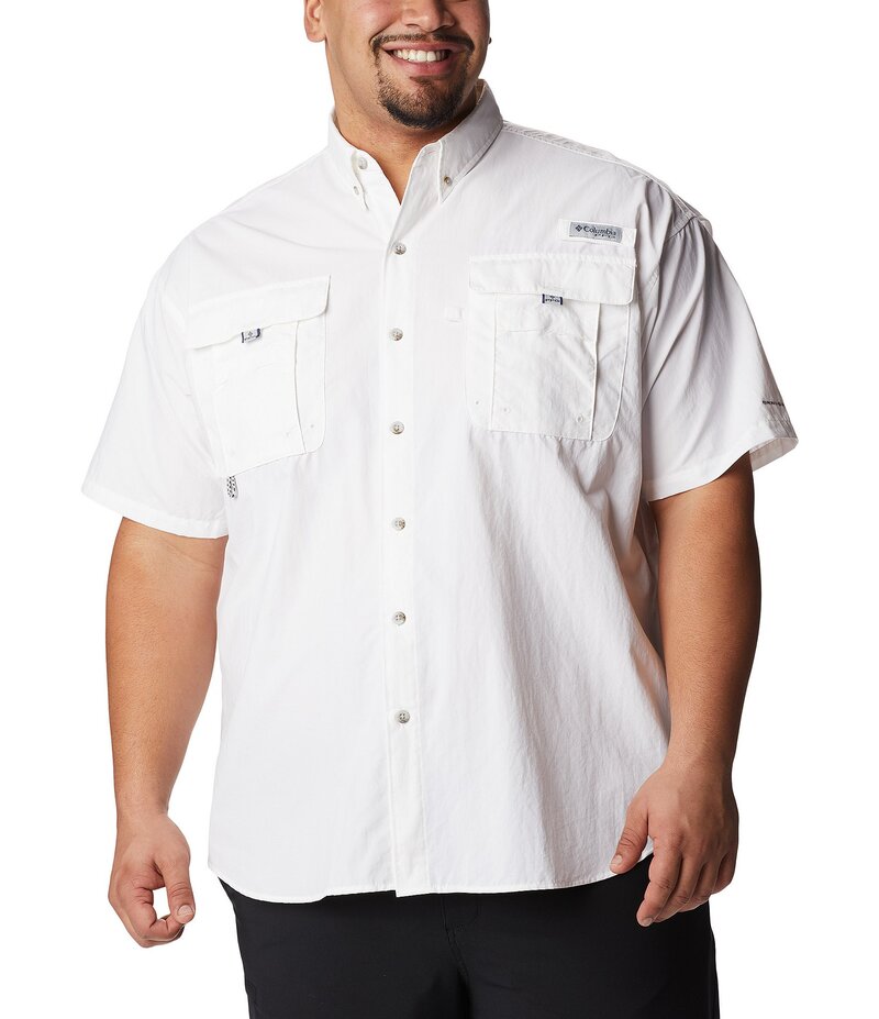 コロンビア メンズ トップス シャツ トール 半袖 Columbia PFG Big & Tall Bahama II Solid Short-Sleeve Woven Shirt White ホワイト