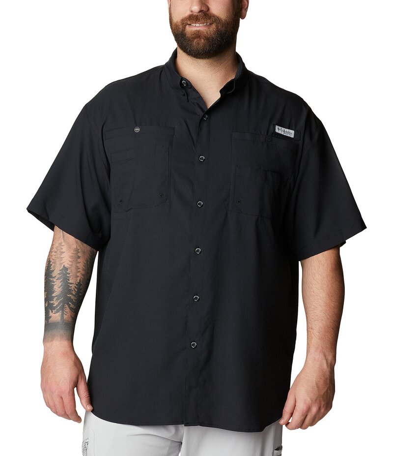 コロンビア メンズ トップス シャツ トール 半袖 Columbia PFG Big & Tall Tamiami II Short-Sleeve Solid Shirt Black ブラック