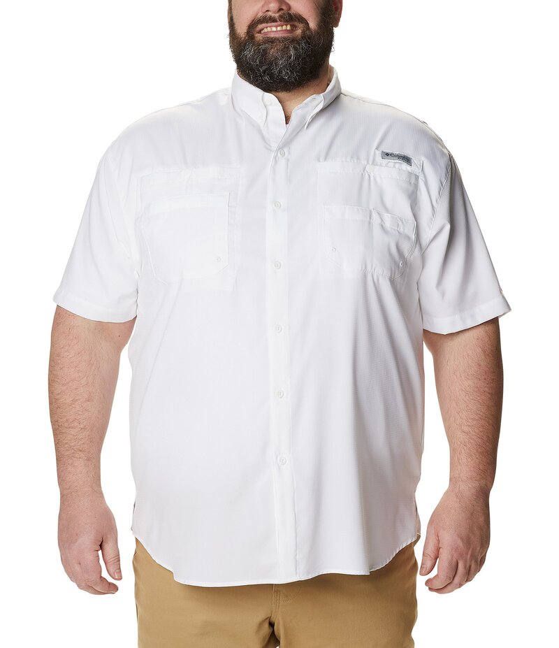 コロンビア メンズ トップス シャツ トール 半袖 Columbia PFG Big & Tall Tamiami II Short-Sleeve Solid Shirt White ホワイト