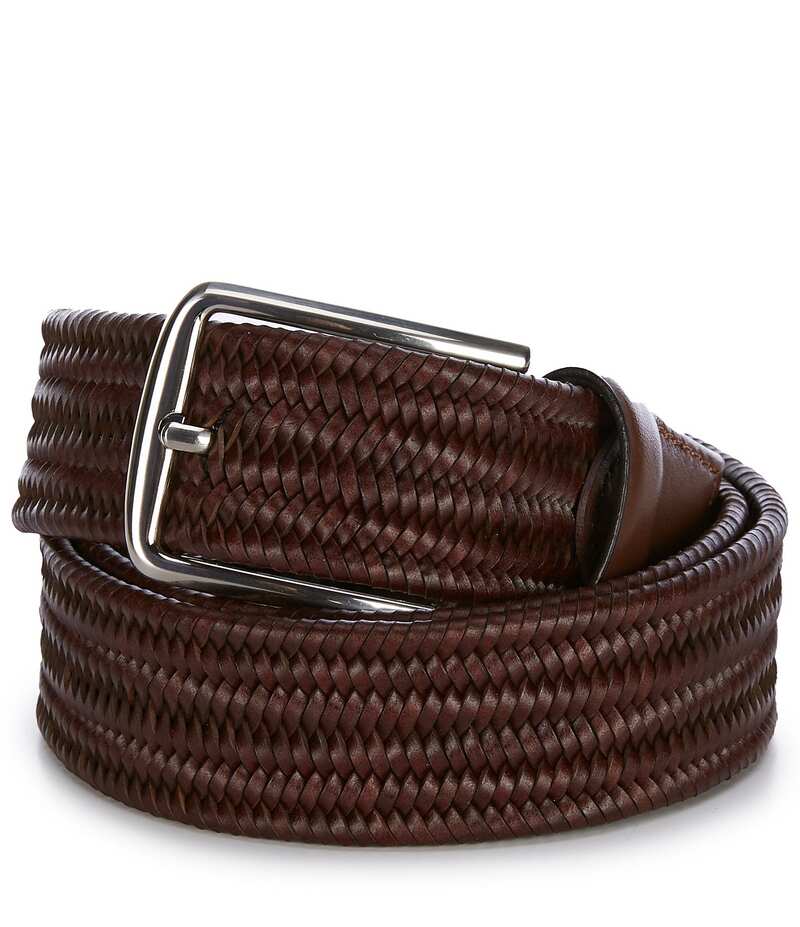 【送料無料】 ラウンドトゥリーアンドヨーク メンズ ベルト アクセサリー Braided Easy Stretch Bonded Leather Dress Belt Brown