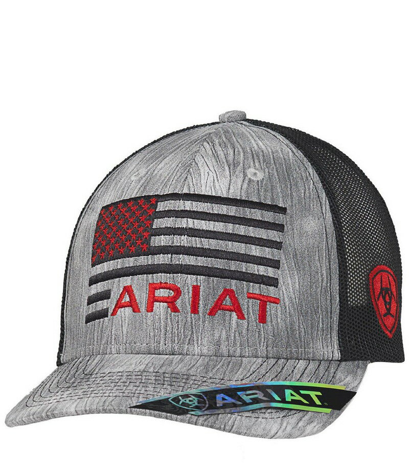 アリアト メンズ アクセサリー 帽子 刺繍 キャップ ロゴ Ariat Cap Flag Embroidered Logo Hat Grey グレー
