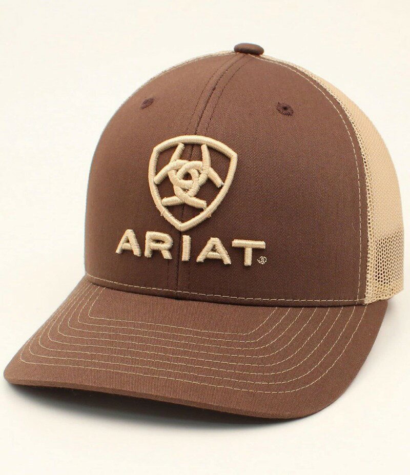ꥢ  ꡼ ˹ å å Ariat Center Shield Mesh Back Cap Brown ֥饦