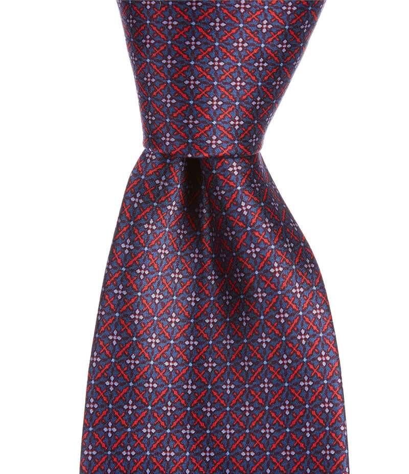 【送料無料】 ヒッキーフリーマン メンズ ネクタイ アクセサリー Printed Connected Star 3 1/4 Woven Silk Tie Red
