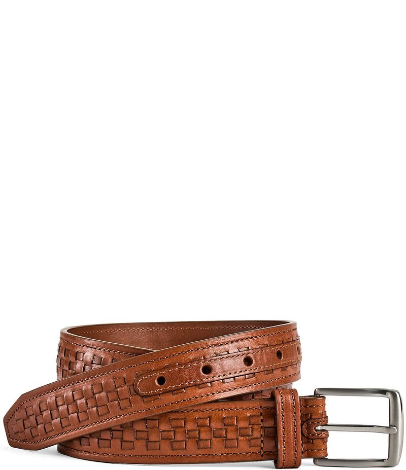 【送料無料】 ジョンストンアンドマーフィー メンズ ベルト アクセサリー Men's Woven-Center Laced Belt Brown