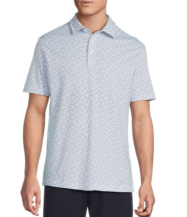 ダニエル クレミュ メンズ トップス シャツ フラワー柄 プリント ジャージー フラワー Daniel Cremieux Signature Label Floral Print Pique Jersey Short Sleeve Polo Shirt Lucent White ホワイト