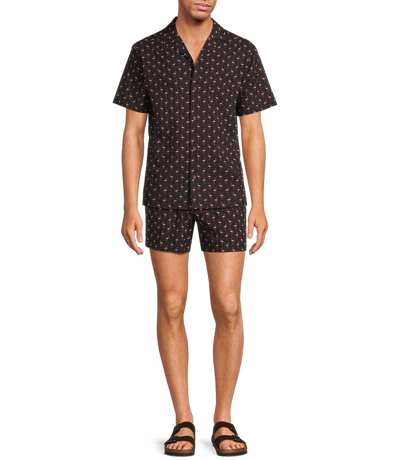 【送料無料】 カリビアン メンズ ハーフパンツ・ショーツ 水着 Big & Tall Mini Flamingo 5 Cabana Swim Trunks Black Multi