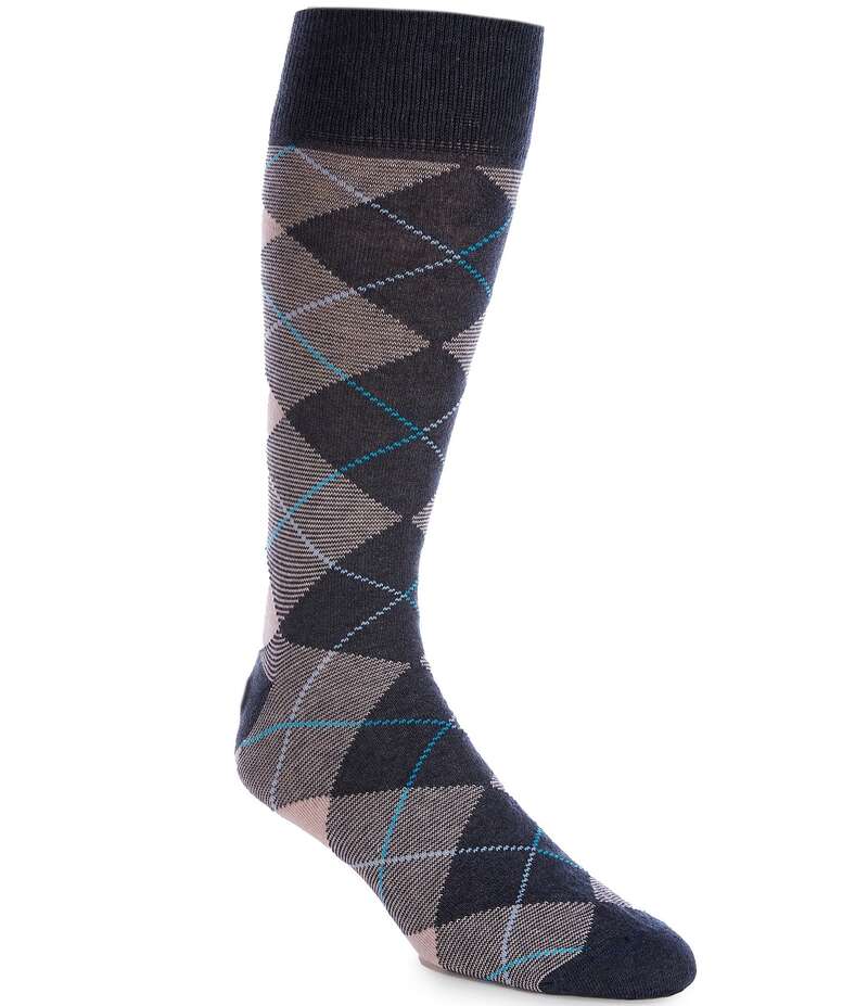 【送料無料】 ダニエル クレミュ メンズ 靴下 アンダーウェア Big & Tall Argyle Crew Dress Socks Dark Blue