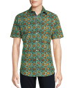 【送料無料】 ダニエル クレミュ メンズ シャツ トップス Big & Tall Premium Denim Medium Floral Print Stretch Short Sleeve Woven Shirt Teal(4)