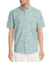 【送料無料】 ラウンドトゥリーアンドヨーク メンズ シャツ トップス Big & Tall Performance The Charter Vented Short Sleeve Leaf Print Fishing Sport Shirt Dusty Aqua