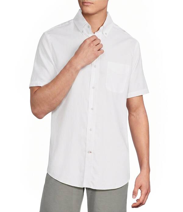 ダニエル クレミュ メンズ トップス シャツ オックスフォード Cremieux Blue Label Solid Oxford Short Sleeve Woven Shirt Lucent White ホワイト