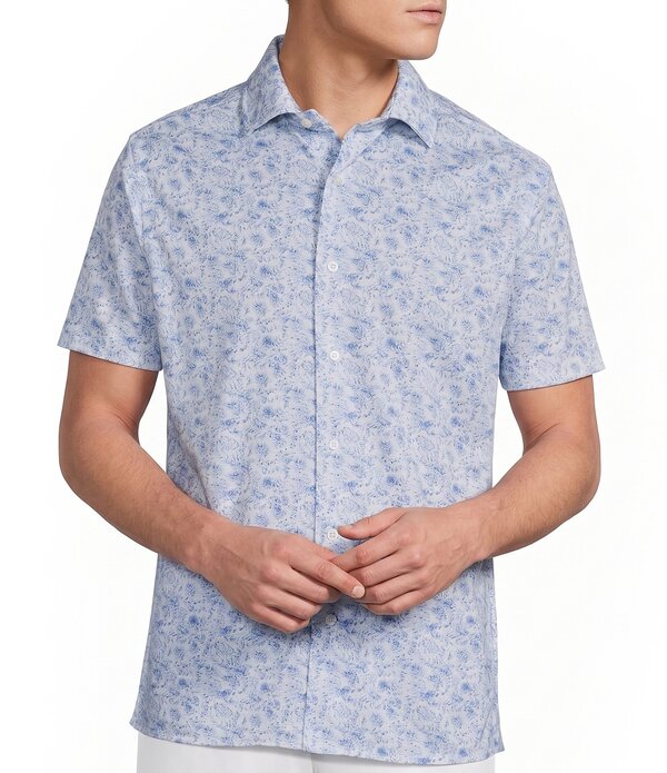 ダニエル クレミュ メンズ トップス シャツ フラワー柄 プリント オックスフォード フラワー Cremieux Blue Label Palm Floral Print Oxford Short Sleeve Woven Shirt Lucent White ホワイト