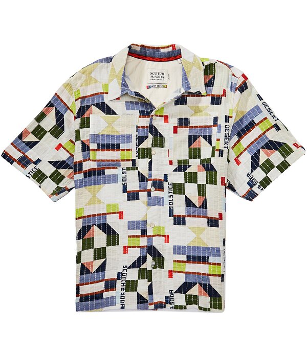 スコッチアンドソーダ メンズ トップス シャツ パッチワーク Scotch & Soda Patchwork Short Sleeve Woven Shirt Patchwork Jacquard