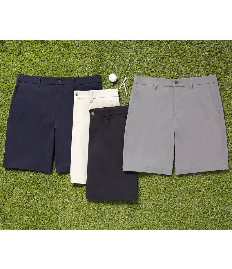 キャラウェイ メンズ ボトムス ハーフパンツ・ショーツ ショートパンツ Callaway Classic Fit Flat Front Opti-Stretch Active Waistband Solid 9 Inseam Shorts Caviar