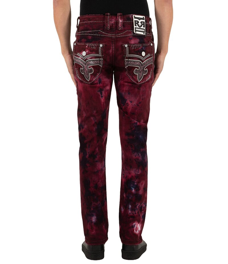 【送料無料】 ロックリバイバル メンズ デニムパンツ ジーンズ ボトムス Justyn Tie-Dye Print Alternative Straight Leg Jeans Red