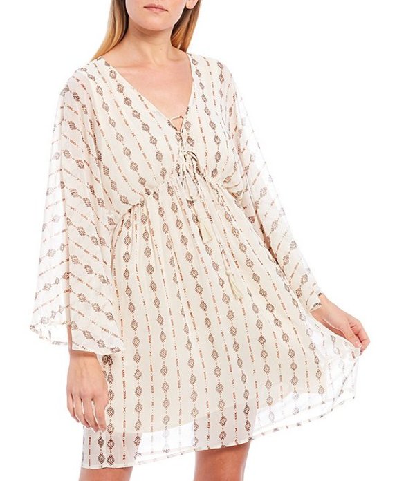 ミスミー レディース ワンピース トップス Printed Kimono Sleeve Dress Cream