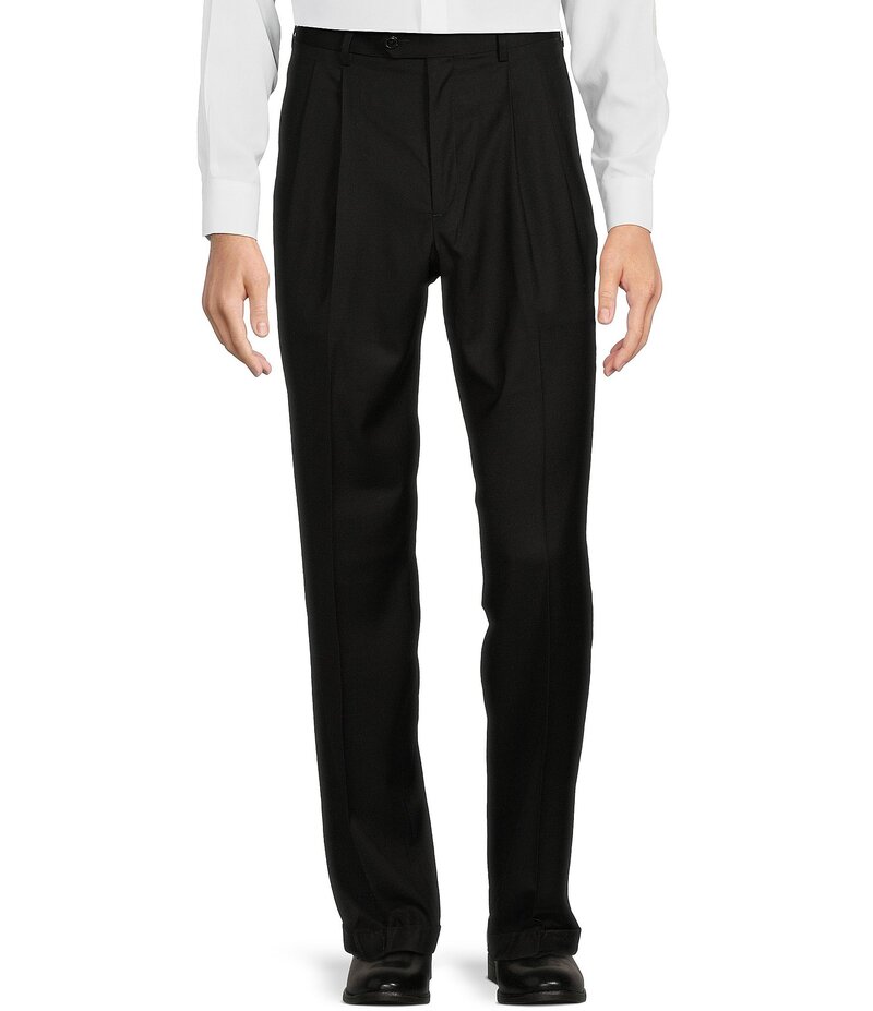 【送料無料】 ラウンドトゥリーアンドヨーク メンズ カジュアルパンツ ボトムス TravelSmart Luxury Gabardine Ultimate Comfort Classic Fit Non-Iron Pleated-Front Dress Pants Black
