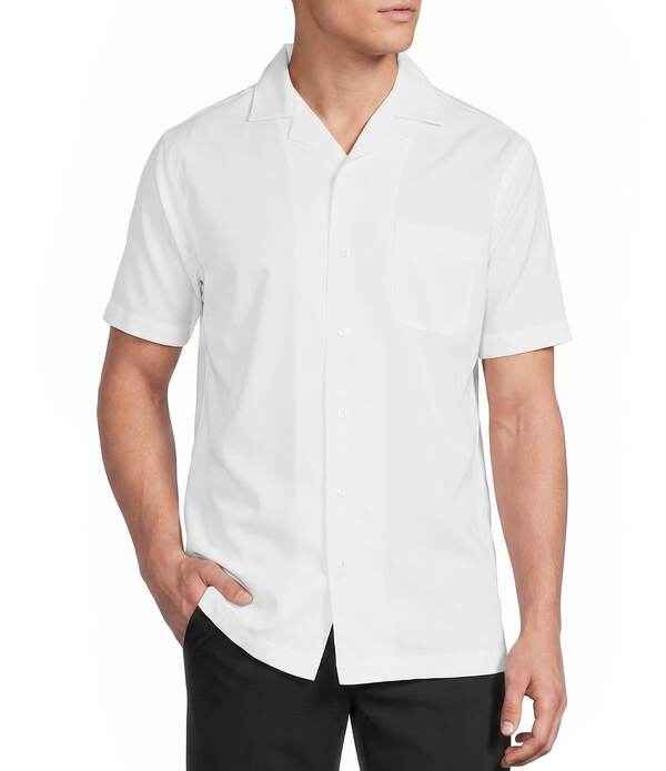 ダニエル クレミュ メンズ トップス シャツ Daniel Cremieux Signature Label Solid Short Sleeve Woven Camp Shirt Lucent White ホワイト