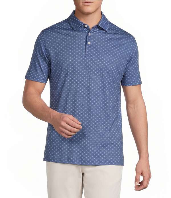 ダニエル クレミュ メンズ トップス シャツ プリント Cremieux Blue Label Printed Interlock Short Sleeve Polo Shirt Medium Blue ブルー