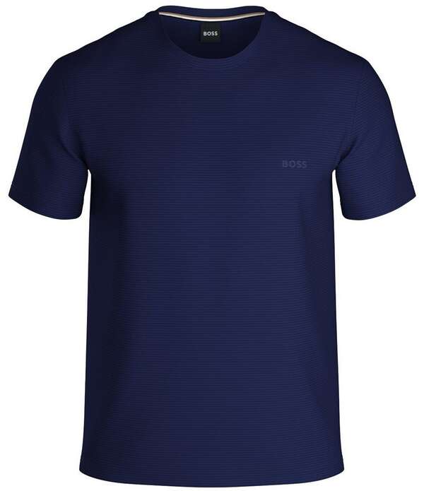 ヒューゴボス メンズ トップス シャツ リブ Hugo Bosshort Sleeve Ribbed T-Shirt Medium Blue ブルー