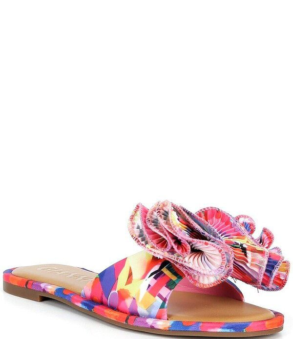 ジャンビニ レディース シューズ パンプス プリント フリル サンダル Gianni Bini Zeerabstract Print Ruffle Bow Slide Sandals Multi マルチカラー