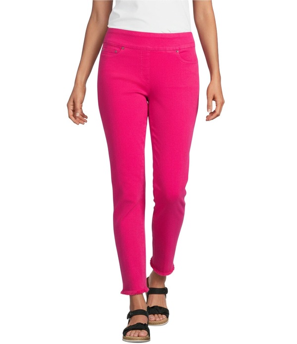 マルチプルズ レディース ボトムス カジュアルパンツ ストレート アンクル フリンジ Multiplesolid Garment Dyed Straight Leg Fringe Hem Pull-On Ankle Pants Candy Pink ピンク