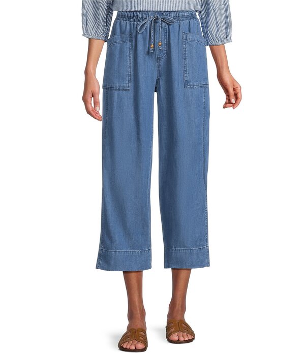 ウエストバウンド レディース ボトムス カジュアルパンツ プチ コットン Westbound Petite Size Lyocell/Cotton Medium Wash Pull On Flat Front Cropants Medium Wash