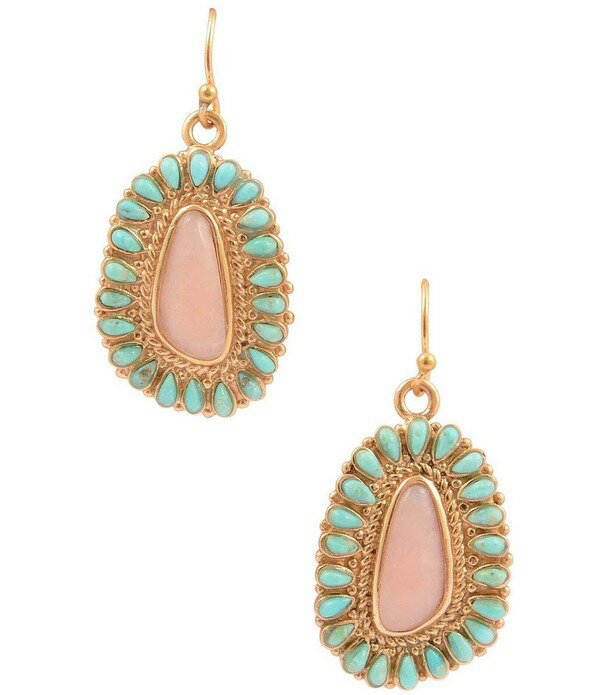 Barse Women's Accessories Earrings Barse Cactus Rose Turquoise and Pink Opal Drop Earrings Multi-color