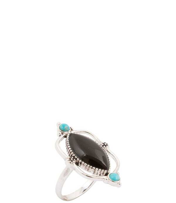 バース レディース アクセサリー 指輪 Barse Midnight Bloom Silver Onyx And Genuine Turquoise Statement Ring Multi マルチカラー