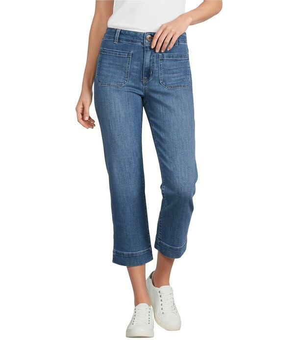 ナーチャー レディース ボトムス カジュアルパンツ サイドスリット ストレート クロップド デニム ジーンズ Nurture Stretch Denim High Rise Side Slit Hem Cropped Straight Leg Jeans Medium Light Indigo インディゴ