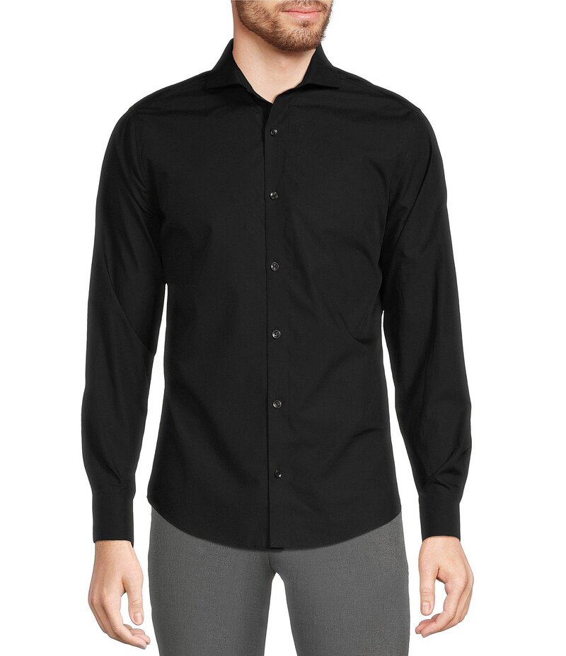 【送料無料】 ムラノ メンズ シャツ トップス Wardrobe Essentials Slim Fit Solid Long Sleeve Woven Shirt Black