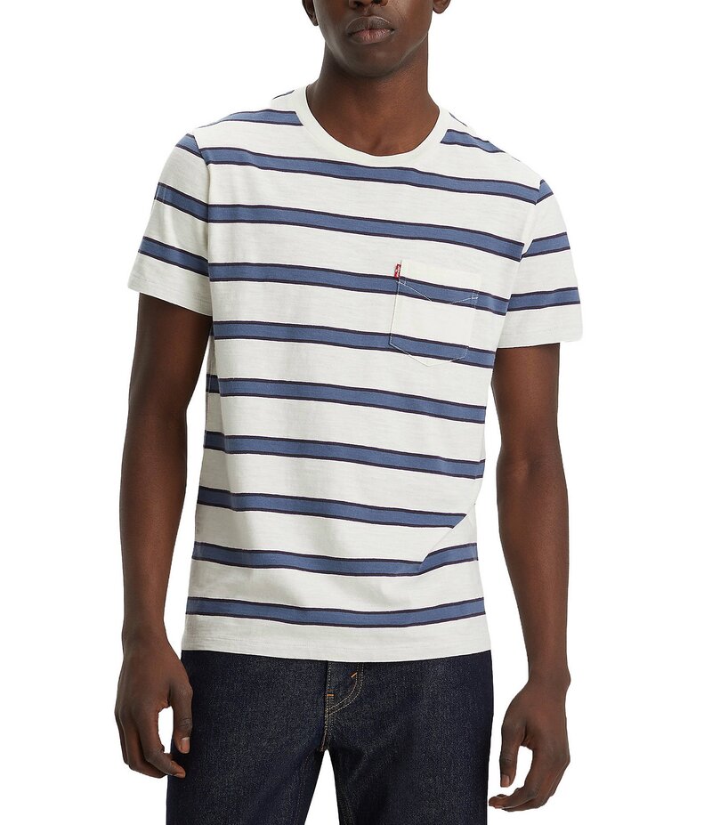 【送料無料】 リーバイス メンズ シャツ トップス Levi'sR Short-Sleeve Striped Pocket T-Shirt Egret