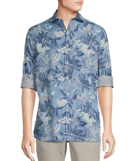 【送料無料】 ダニエル クレミュ メンズ シャツ トップス Blue Label Key West Collection Palm Leaf Print Long Sleeve Woven Shirt Blue 【送料無料】 ダニエル クレミュ メンズ シャツ トップス Blue Label Key West Collection Palm Leaf Print Long Sleeve Woven Shirt Blue