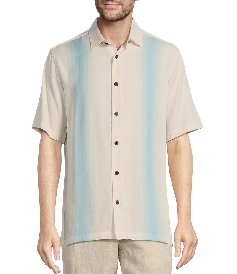【送料無料】 カリビアン メンズ シャツ トップス Chest Stripe Short Sleeve Woven Shirt Winter White