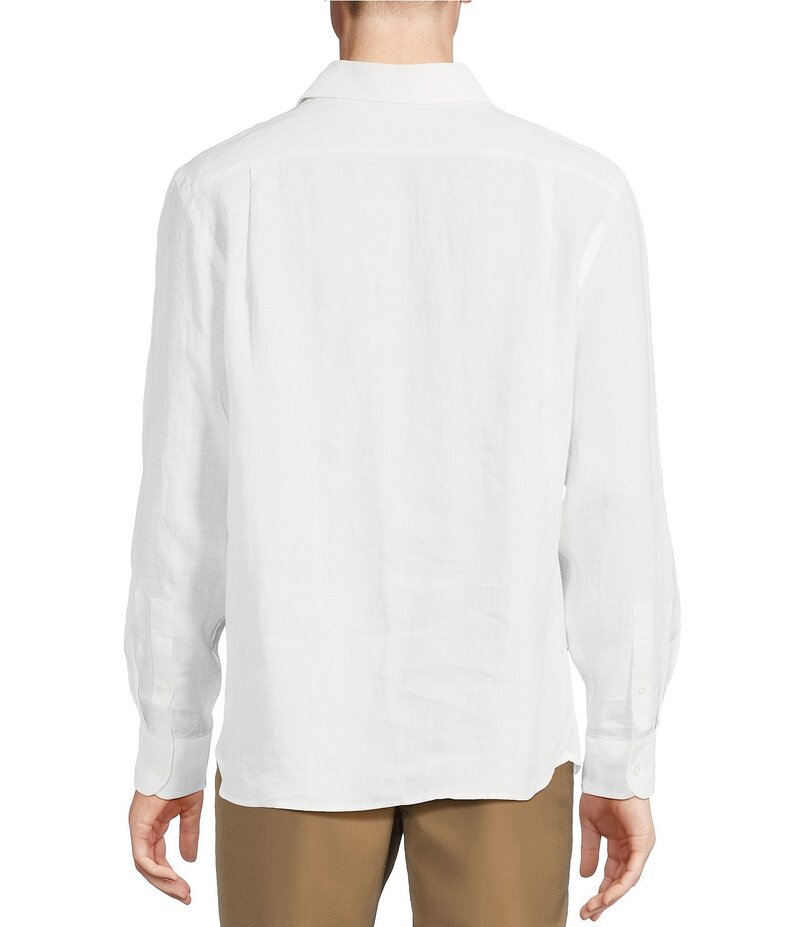 【送料無料】 ダニエル クレミュ メンズ シャツ トップス Daniel Cremieux Signature Label Albini Solid Linen Long Sleeve Woven Shirt White