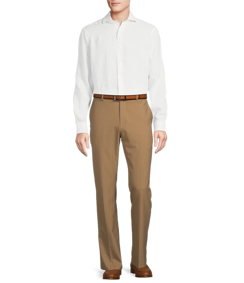 【送料無料】 ダニエル クレミュ メンズ シャツ トップス Daniel Cremieux Signature Label Albini Solid Linen Long Sleeve Woven Shirt White