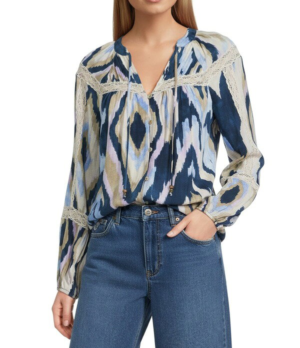 ナーチャー レディース トップス シャツ Nurture Tasselong Sleeve Button Front Y-Neck Top Multi Diamond マルチカラー