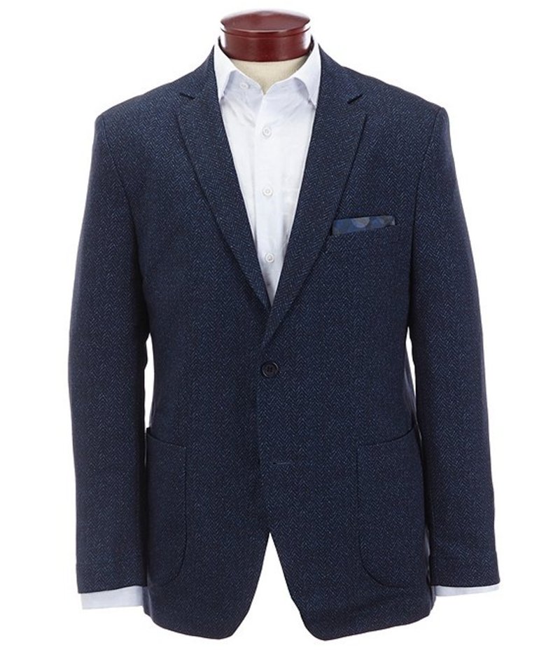 ビスコッティ メンズ ジャケット・ブルゾン アウター Herringbone Stretch Blazer Navy