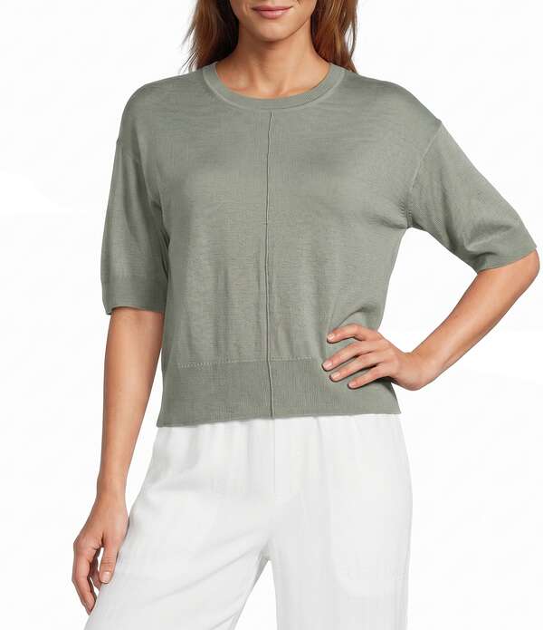 スプレンディット レディース トップス Tシャツ ニット Splendid Erica Knit Round Neck Short Sleeve Top Eucalyptus