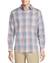 【送料無料】 ラウン メンズ シャツ トップス Rec + Relax Long Sleeve Performance Large Light Multi Plaid Pattern Shirt White/Blue Multi