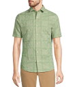 【送料無料】 ムラノ メンズ シャツ トップス From The Garden Collection Slim Fit Allover Embroidered Short Sleeve Woven Convertible Camp Shirt Antique Mint Green