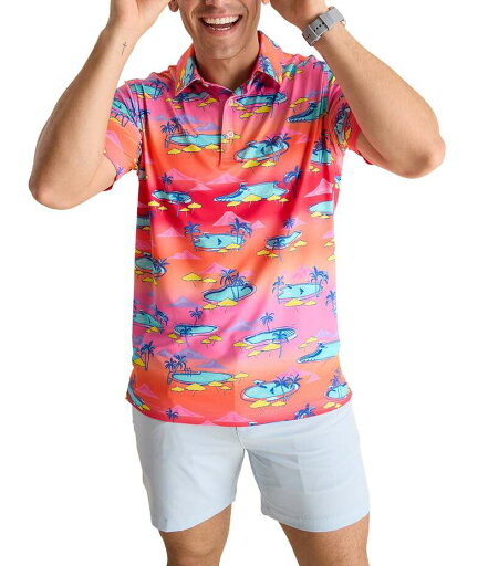 【送料無料】 チャビーズ メンズ シャツ トップス Offsite '24 Short Sleeve Printed Peformance Polo Shirt Bright Pink 【送料無料】 チャビーズ メンズ シャツ トップス Offsite '24 Short Sleeve Printed Peformance Polo Shirt Bright Pink