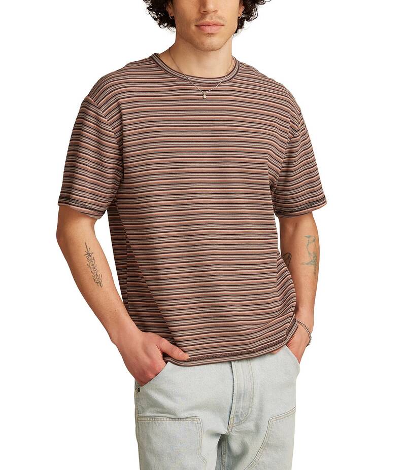 【送料無料】 ラッキーブランド メンズ シャツ トップス Striped Short Sleeve Waffle Knit T-Shirt Multi